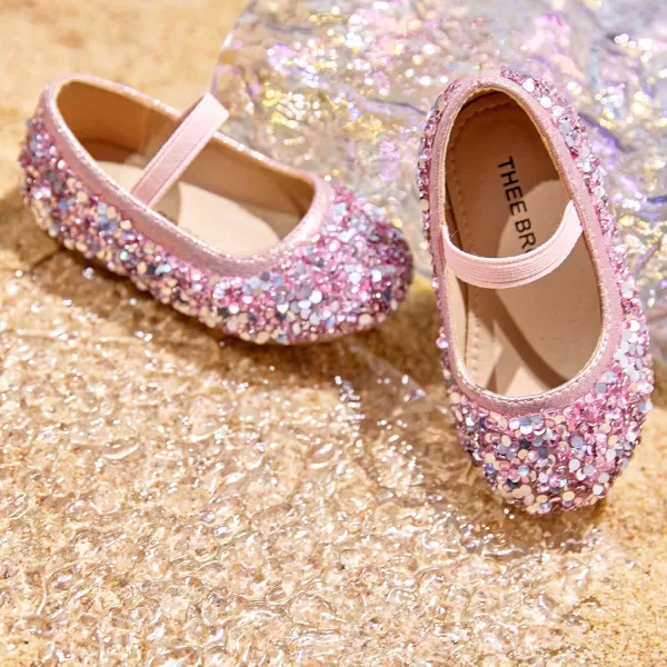 THEE BRON Toddler Girls Shoes Mary Jane Flats for Girls Ballerina Dress ShoesAg210pink