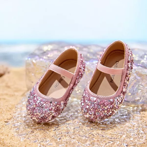 THEE BRON Toddler Girls Shoes Mary Jane Flats for Girls Ballerina Dress ShoesAg210pink