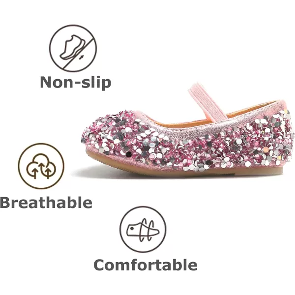 THEE BRON Toddler Girls Shoes Mary Jane Flats for Girls Ballerina Dress ShoesAg210pink