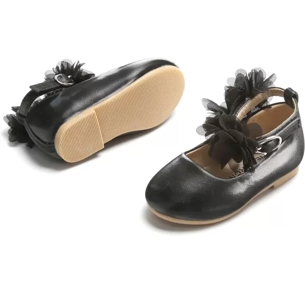 THEE BRON Toddler Girls Shoes Mary Jane Flats for Girls Ballerina Dress ShoesAg244black