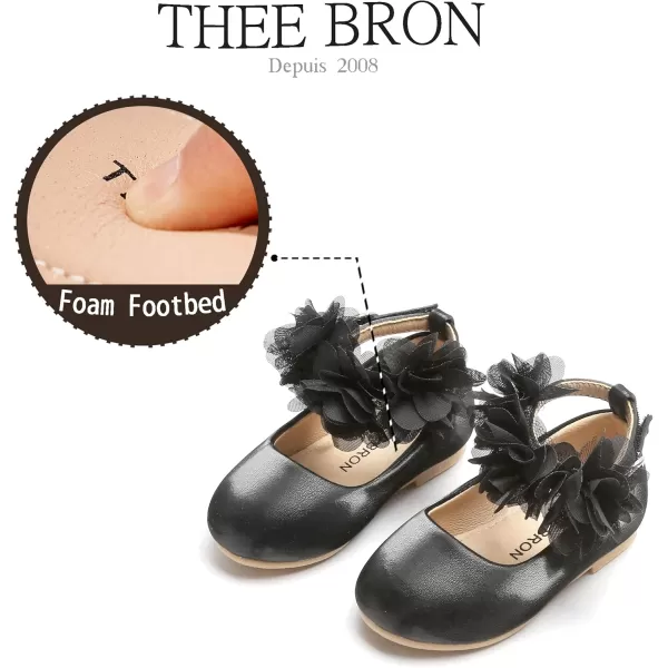 THEE BRON Toddler Girls Shoes Mary Jane Flats for Girls Ballerina Dress ShoesAg244black