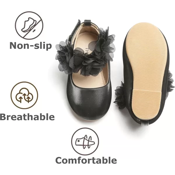 THEE BRON Toddler Girls Shoes Mary Jane Flats for Girls Ballerina Dress ShoesAg244black