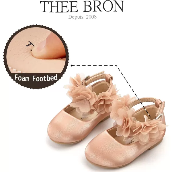 THEE BRON Toddler Girls Shoes Mary Jane Flats for Girls Ballerina Dress ShoesAg244rose