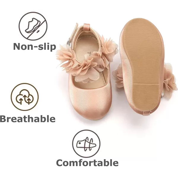 THEE BRON Toddler Girls Shoes Mary Jane Flats for Girls Ballerina Dress ShoesAg244rose