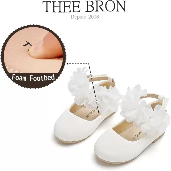 THEE BRON Toddler Girls Shoes Mary Jane Flats for Girls Ballerina Dress ShoesAg244white