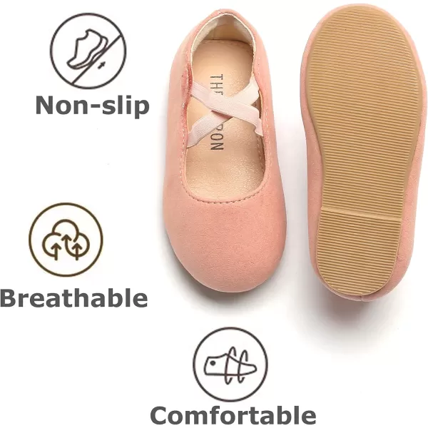 THEE BRON Toddler Girls Shoes Mary Jane Flats for Girls Ballerina Dress ShoesAg250pink