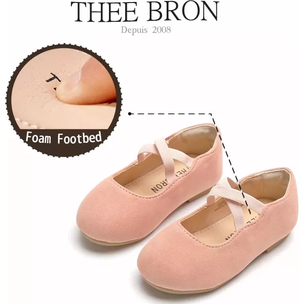 THEE BRON Toddler Girls Shoes Mary Jane Flats for Girls Ballerina Dress ShoesAg250pink