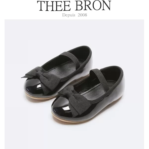 THEE BRON Toddler Girls Shoes Mary Jane Flats for Girls Ballerina Dress ShoesG17black