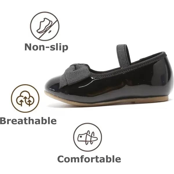 THEE BRON Toddler Girls Shoes Mary Jane Flats for Girls Ballerina Dress ShoesG17black