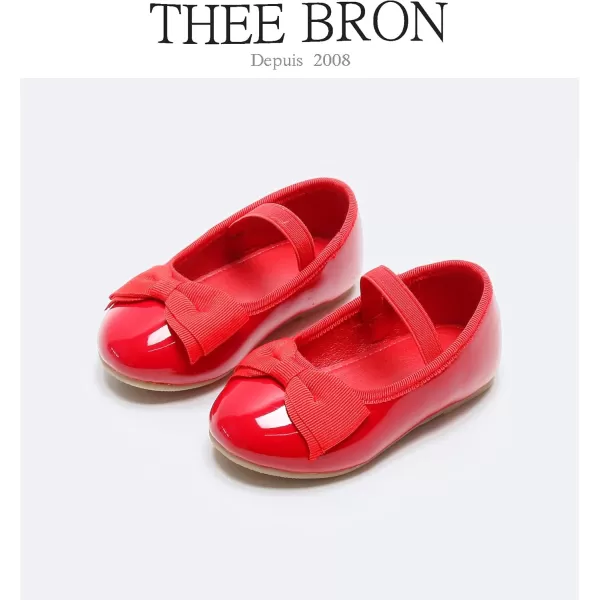 THEE BRON Toddler Girls Shoes Mary Jane Flats for Girls Ballerina Dress ShoesG17red