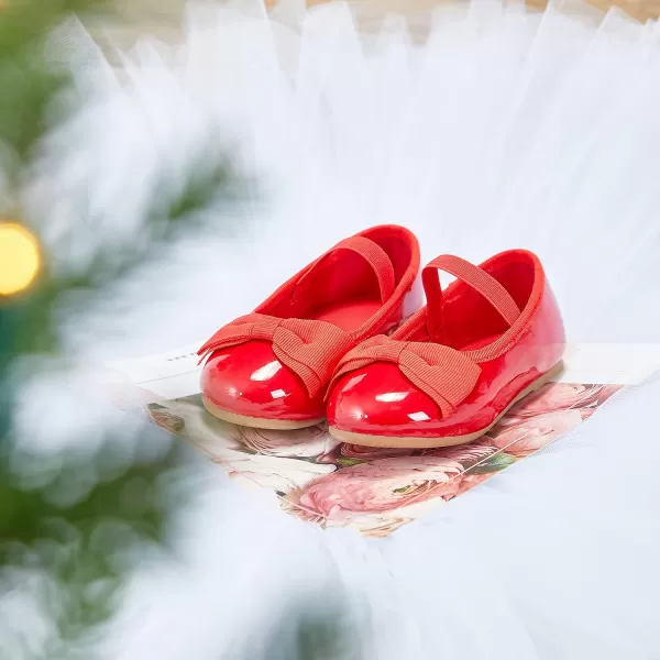 THEE BRON Toddler Girls Shoes Mary Jane Flats for Girls Ballerina Dress ShoesG17red