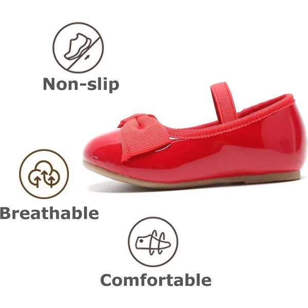 THEE BRON Toddler Girls Shoes Mary Jane Flats for Girls Ballerina Dress ShoesG17red
