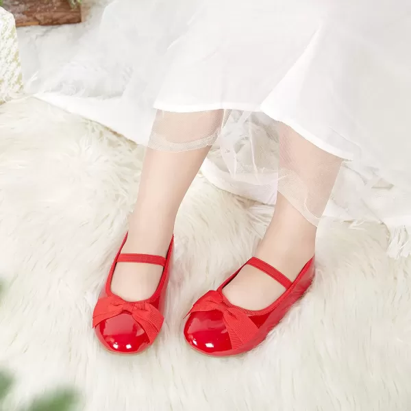 THEE BRON Toddler Girls Shoes Mary Jane Flats for Girls Ballerina Dress ShoesG17red