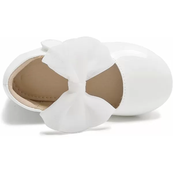 THEE BRON Toddler Little Girl Shoes Flower Mary Jane Flats Zapatos de Vestir de NiasA2162white