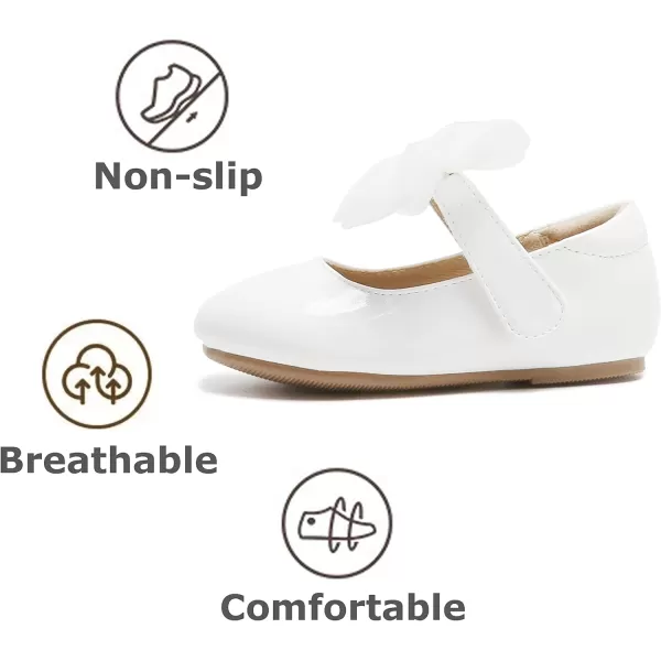 THEE BRON Toddler Little Girl Shoes Flower Mary Jane Flats Zapatos de Vestir de NiasA2162white