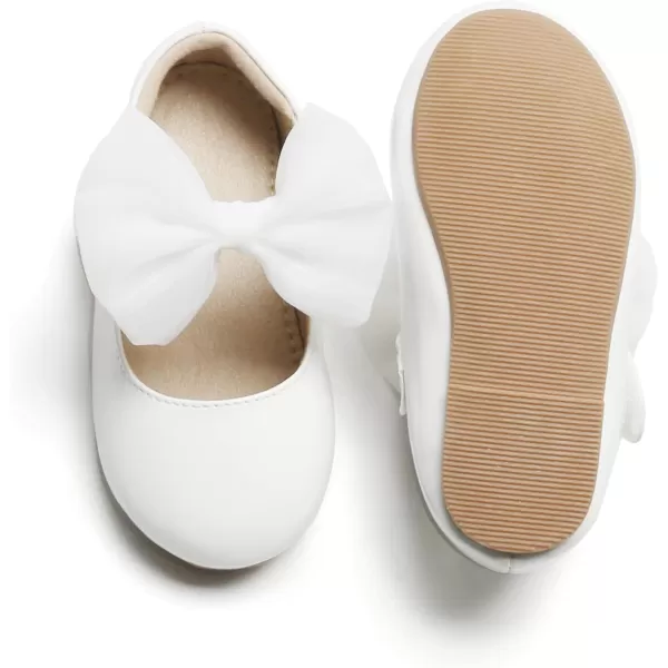 THEE BRON Toddler Little Girl Shoes Flower Mary Jane Flats Zapatos de Vestir de NiasA2162white
