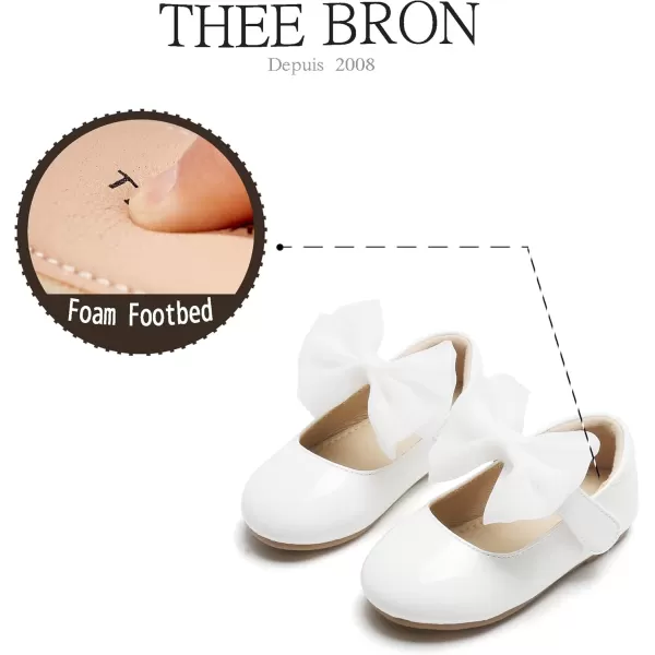 THEE BRON Toddler Little Girl Shoes Flower Mary Jane Flats Zapatos de Vestir de NiasA2162white