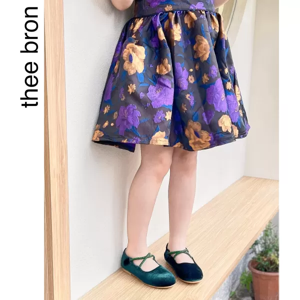 THEE BRON Toddler Little Girl Shoes Flower Mary Jane Flats Zapatos de Vestir de NiasAf332green