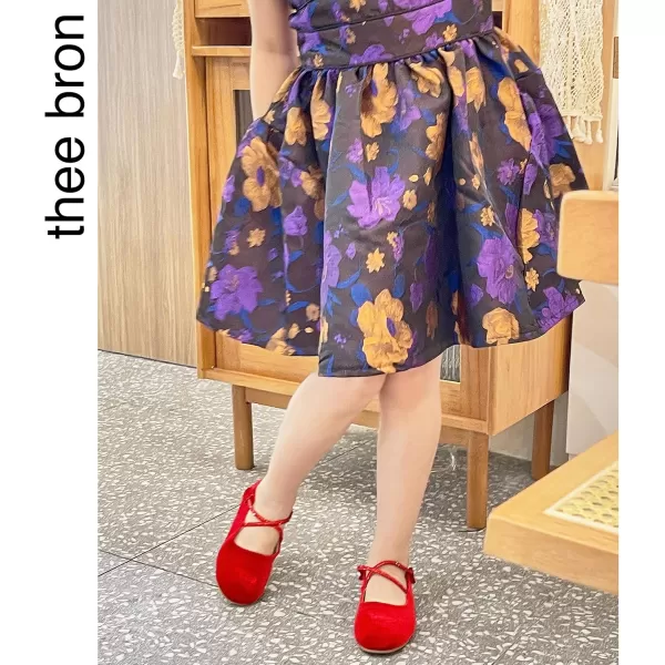 THEE BRON Toddler Little Girl Shoes Flower Mary Jane Flats Zapatos de Vestir de NiasAf332red