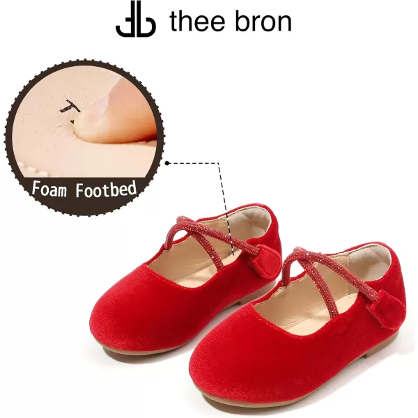 THEE BRON Toddler Little Girl Shoes Flower Mary Jane Flats Zapatos de Vestir de NiasAf332red