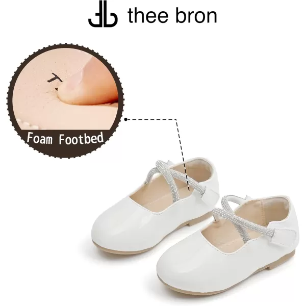 THEE BRON Toddler Little Girl Shoes Flower Mary Jane Flats Zapatos de Vestir de NiasAf332white