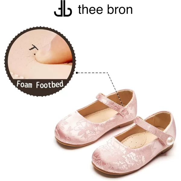 THEE BRON Toddler Little Girl Shoes Flower Mary Jane Flats Zapatos de Vestir de NiasAf460pink