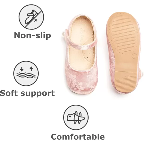 THEE BRON Toddler Little Girl Shoes Flower Mary Jane Flats Zapatos de Vestir de NiasAf460pink