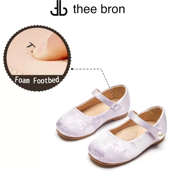 THEE BRON Toddler Little Girl Shoes Flower Mary Jane Flats Zapatos de Vestir de NiasAf460purple