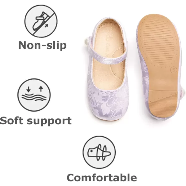 THEE BRON Toddler Little Girl Shoes Flower Mary Jane Flats Zapatos de Vestir de NiasAf460purple