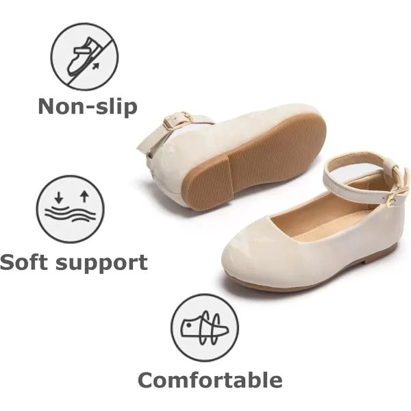 THEE BRON Toddler Little Girl Shoes Flower Mary Jane Flats Zapatos de Vestir de NiasAf466apricot