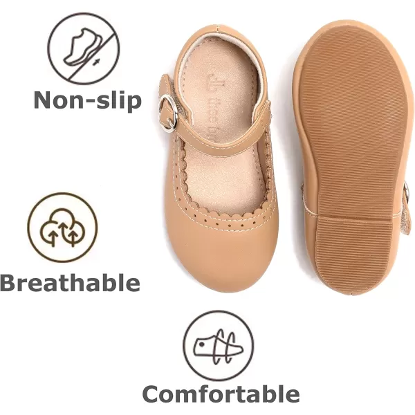 THEE BRON Toddler Little Girl Shoes Flower Mary Jane Flats Zapatos de Vestir de NiasAg211brown