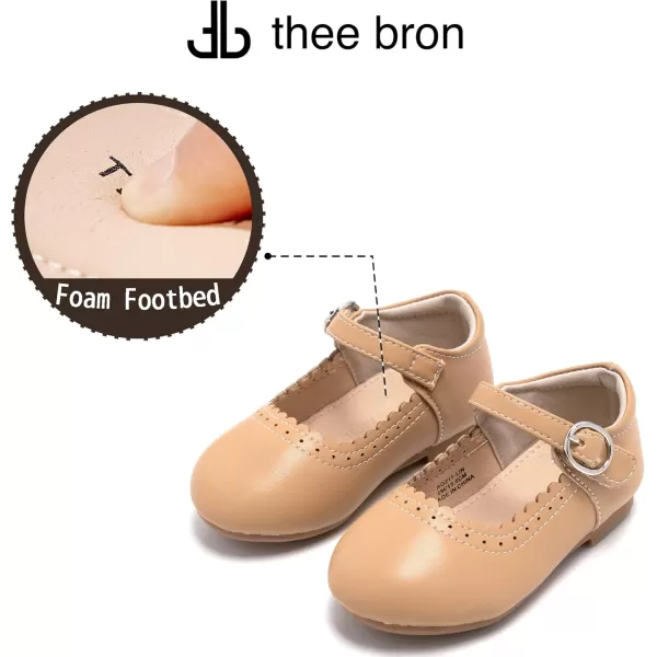 THEE BRON Toddler Little Girl Shoes Flower Mary Jane Flats Zapatos de Vestir de NiasAg211brown