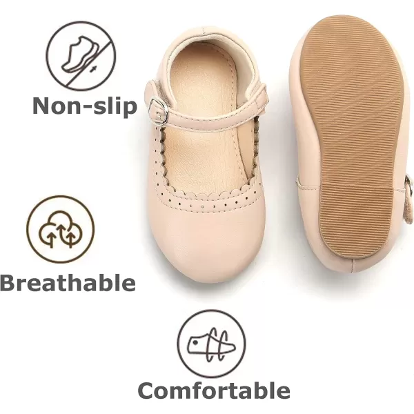 THEE BRON Toddler Little Girl Shoes Flower Mary Jane Flats Zapatos de Vestir de NiasAg211nude