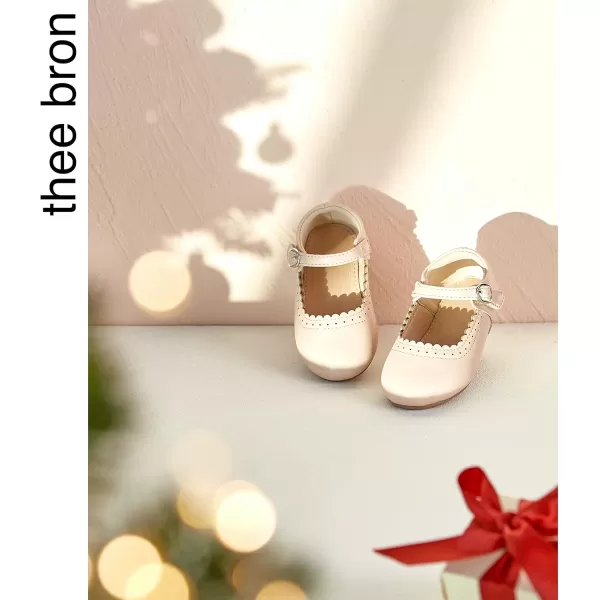 THEE BRON Toddler Little Girl Shoes Flower Mary Jane Flats Zapatos de Vestir de NiasAg211nude