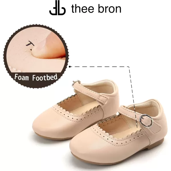 THEE BRON Toddler Little Girl Shoes Flower Mary Jane Flats Zapatos de Vestir de NiasAg211nude