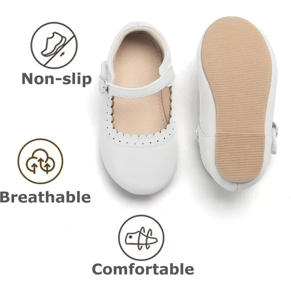 THEE BRON Toddler Little Girl Shoes Flower Mary Jane Flats Zapatos de Vestir de NiasAg211white