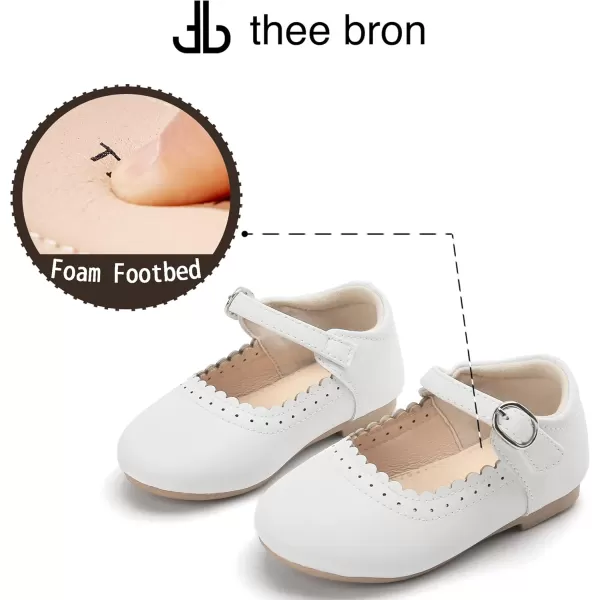 THEE BRON Toddler Little Girl Shoes Flower Mary Jane Flats Zapatos de Vestir de NiasAg211white