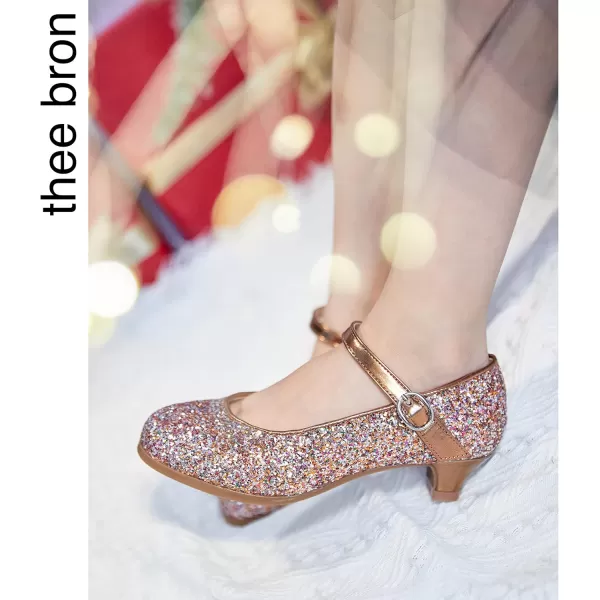THEE BRON Toddler Little Girls Low Medium Heel Dress Flats Mary Jane Pumps901 ToddlerRose10M