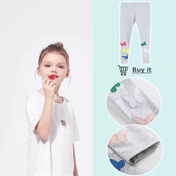 THEE BRON ToddlerLittle Girls Basic Cotton Ankle Leggings Pants06butterflyButterflyRainbow