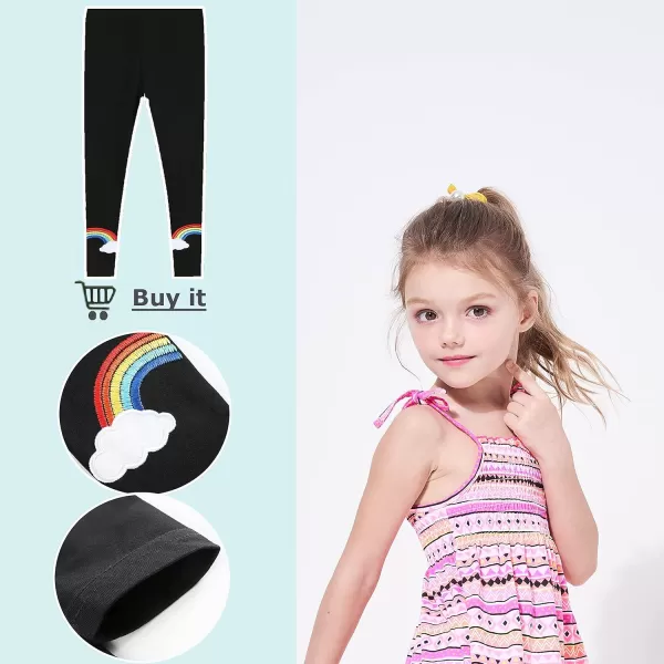 THEE BRON ToddlerLittle Girls Basic Cotton Ankle Leggings Pants08black Rainbow