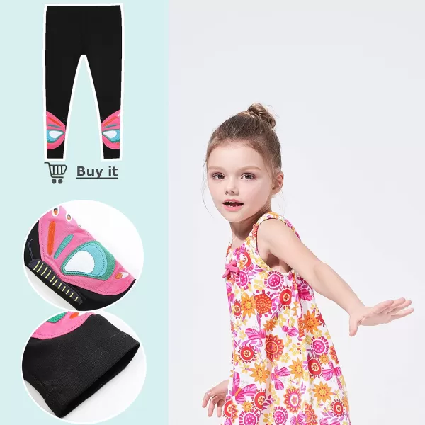 THEE BRON ToddlerLittle Girls Basic Cotton Ankle Leggings Pants10black Butterfly