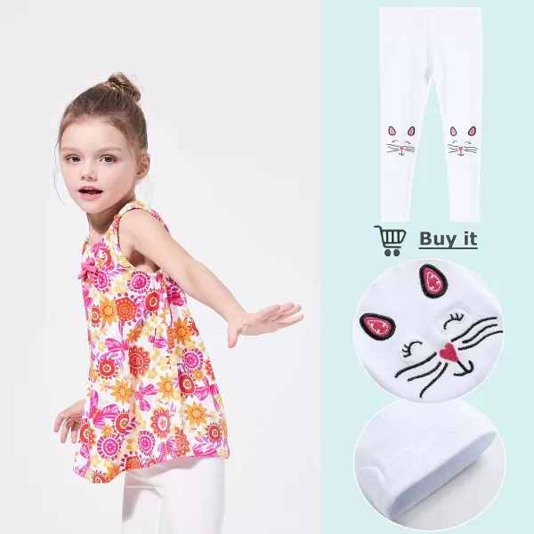 THEE BRON ToddlerLittle Girls Basic Cotton Ankle Leggings Pants11whiteCat