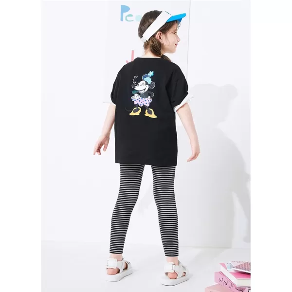 THEE BRON ToddlerLittle Girls Basic Cotton Ankle Leggings Pants2pkwhiteStripe