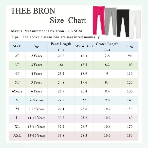 THEE BRON ToddlerLittle Girls Basic Cotton Ankle Leggings Pants3pkwhite