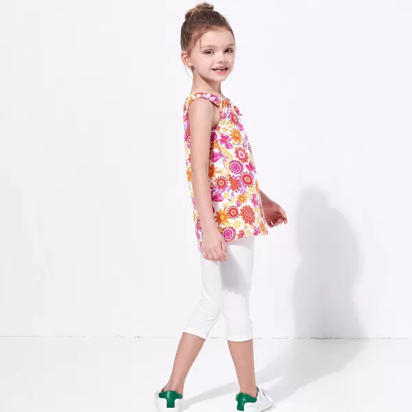 THEE BRON ToddlerLittle Girls Capri Basic Soild Leggings Kids Summer Pants2pkwhite
