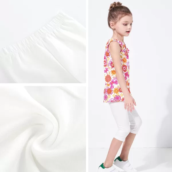 THEE BRON ToddlerLittle Girls Capri Basic Soild Leggings Kids Summer Pants2pkwhite