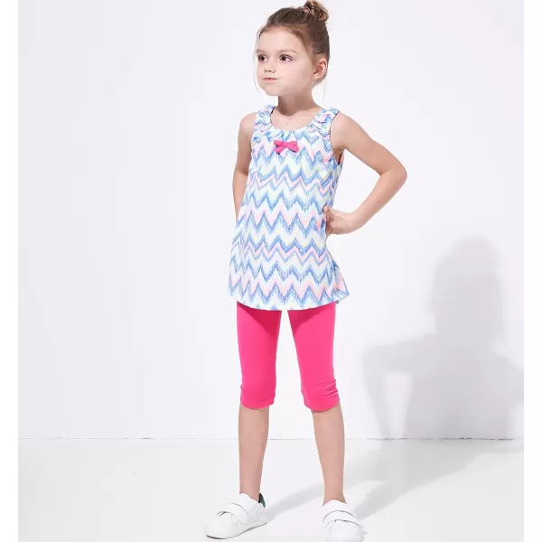 THEE BRON ToddlerLittle Girls Capri Basic Soild Leggings Kids Summer Pants3pkpink