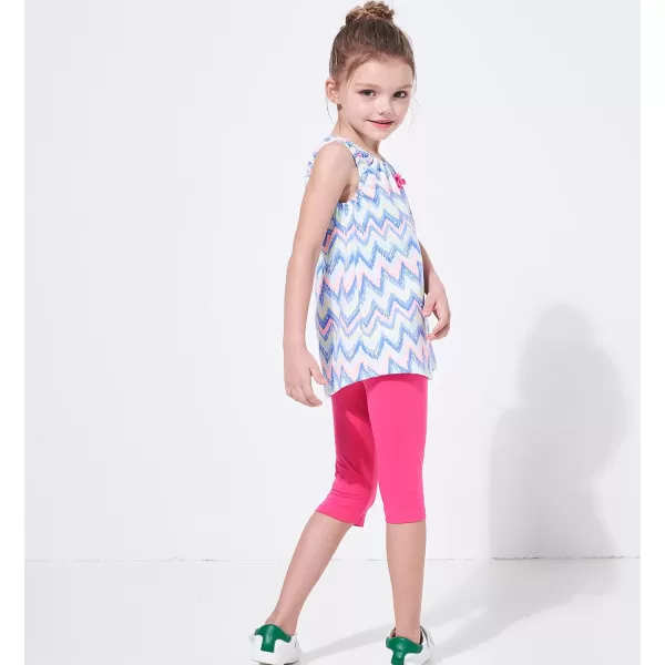 THEE BRON ToddlerLittle Girls Capri Basic Soild Leggings Kids Summer Pants3pkpink