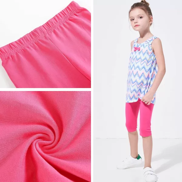 THEE BRON ToddlerLittle Girls Capri Basic Soild Leggings Kids Summer Pants3pkpink