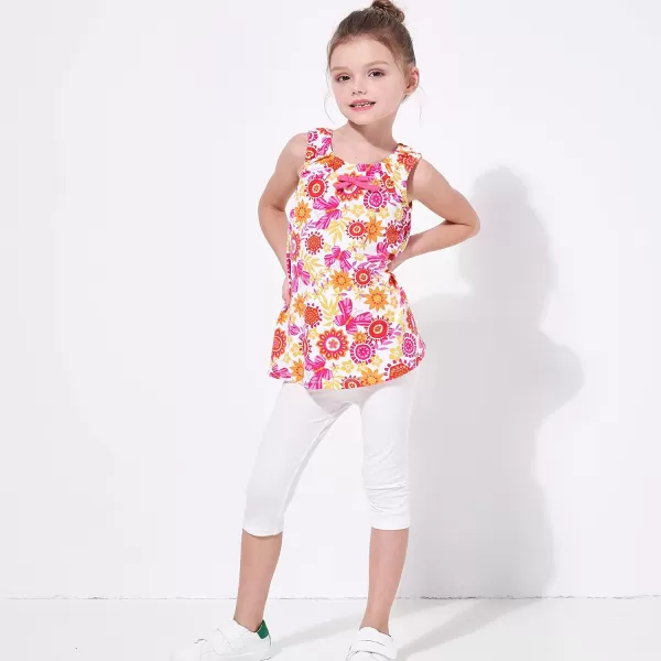 THEE BRON ToddlerLittle Girls Capri Basic Soild Leggings Kids Summer Pants3pkwhite